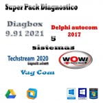 5x paquete de software Super Diagnostic Wow wurth / Delphi 2017 / Techstream 2020 / Vag com / PSA Diagbox 2022