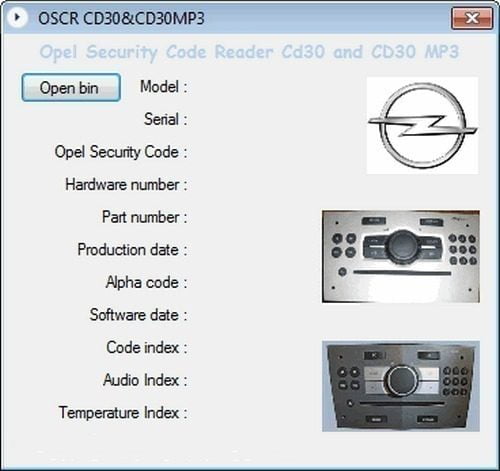 Logiciel Opel Security Code Reader CD30 et CD30MP3 prêt à l'emploi