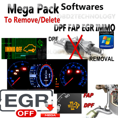 Mega Software Pack 20x + logiciels supprimer dpf fap egr immo off ecu virgin obd2 téléchargement instantané