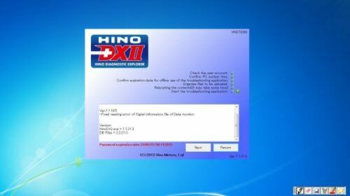 Hino Diagnostic explorer DX2 v1.1.21.3 Diagnosesoftware für Hino Lkw
