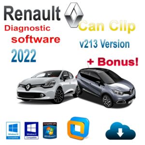 renault can clip v213 on vmware 2022/02 for renault/dacia diagnostic software instant download