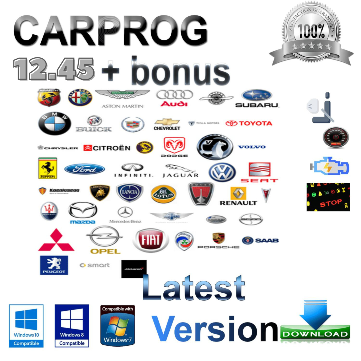 carprog 2020 v12.45 programmer+bonus 9.31 7.28 airbag mileage immo eeprom correction